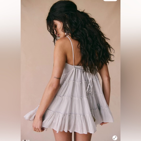 Free People Coconico Crinkle Ruffles Cutouts Tiered Mini Dress - Picture 2 of 4